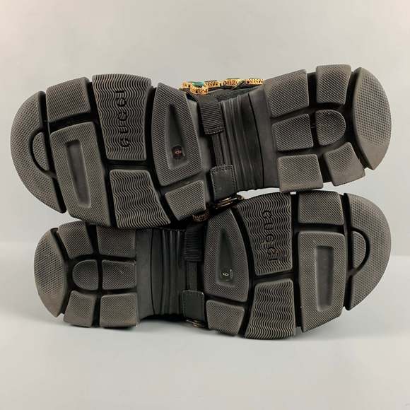 GUCCI Black Green Beaded Nylon Lace Up Sneakers - Picture 6 of 8